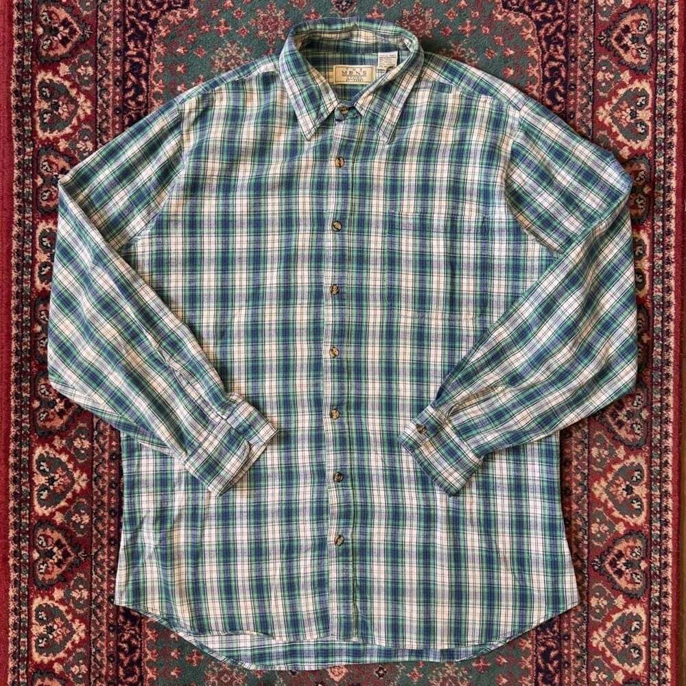 The Men's Store at Sears Vintage Plaid Button Down Shirt Size L Tall